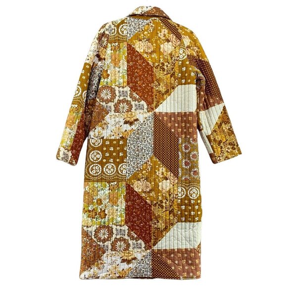 Spell Patchwork Long Coat - Brown and White - Picture 7 of 10